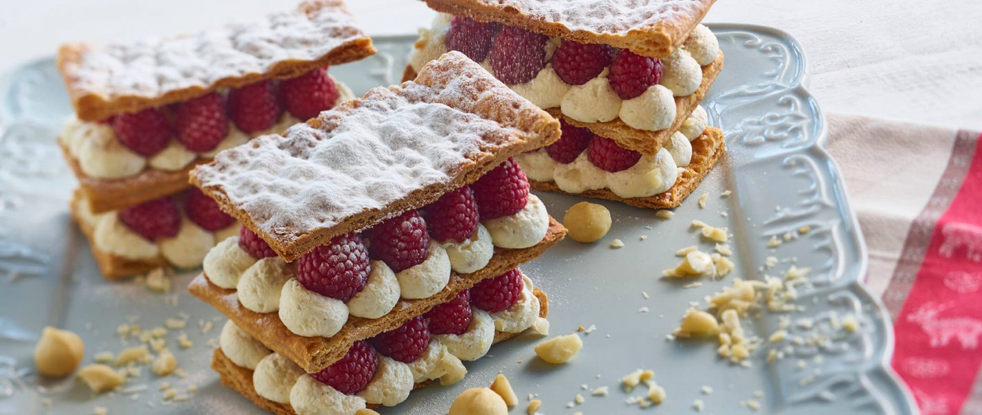 Millefeuille met slagroom en frambozen Tante Fanny