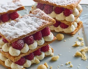 Recept: Millefeuille met slagroom en frambozen