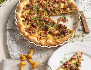 Quiche met cantharellen en prosciutto