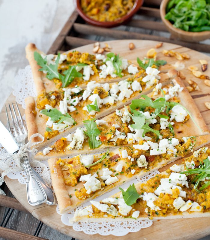 Speltpizza met gorgonzola en rucola Tante Fanny