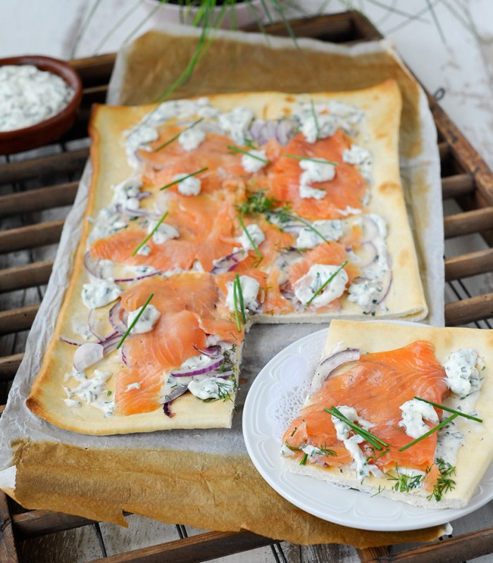 Speltpizza met zalm Tante Fanny