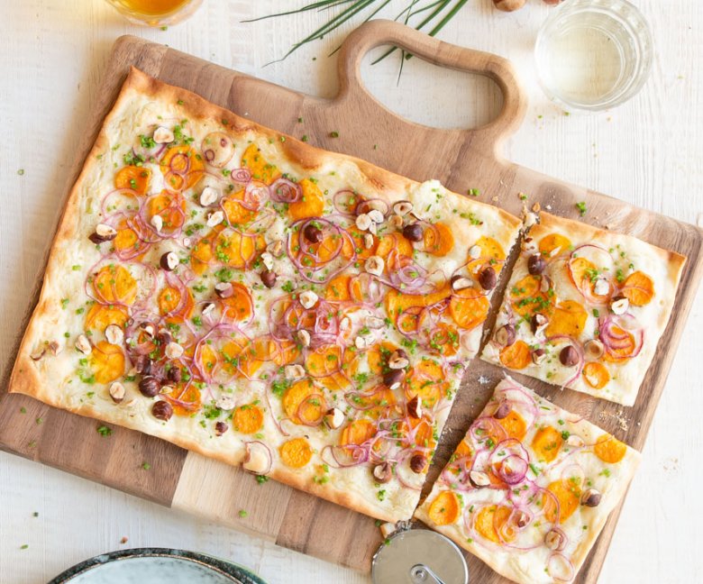 Flammkuchen met zoete aardappel - Tante Fanny