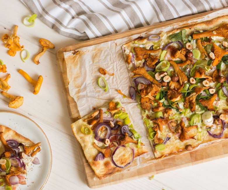 Recept: Flammkuchen met cantharellen