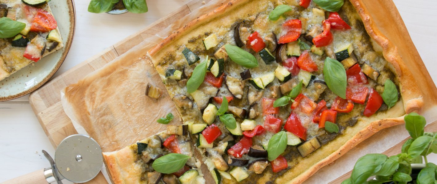 Zomerpizza met courgette en aubergine - Tante Fanny