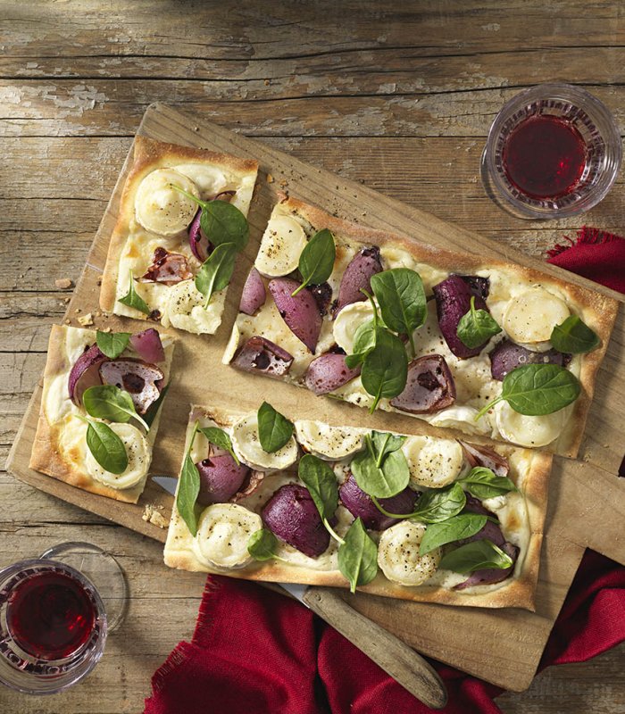 Flammkuchen met geitenkaas en balsamico - Tante Fanny