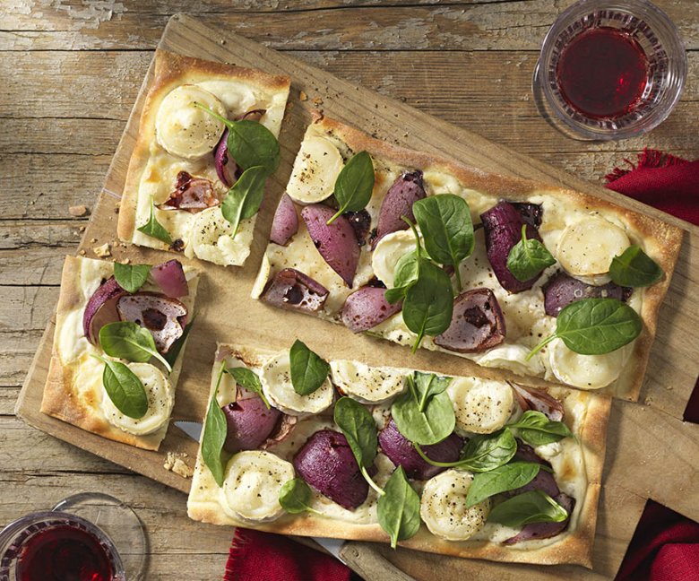 Flammkuchen met geitenkaas en balsamico - Tante Fanny