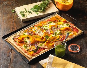 Recept: vegetarische pizza met pompoen