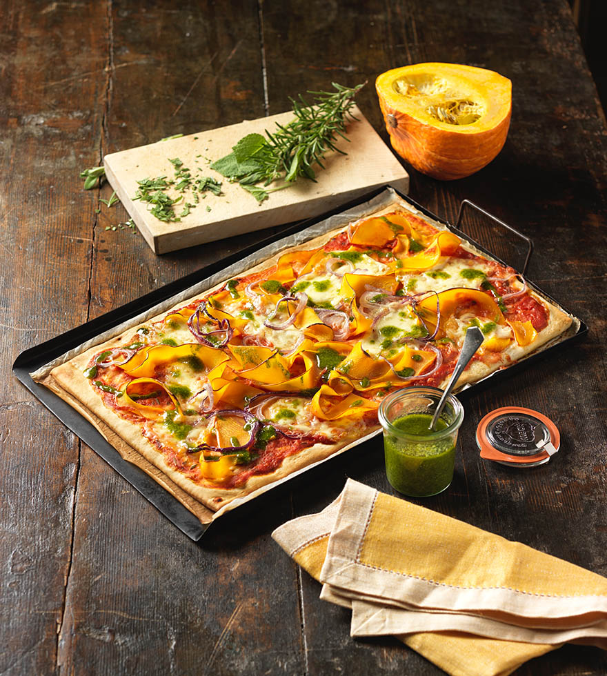 Recept: vegetarische pizza met pompoen