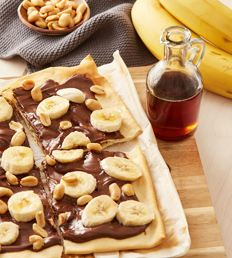 Flammkuchen chocopasta en pinda's - flammkuchendeeg vs bladerdeeg