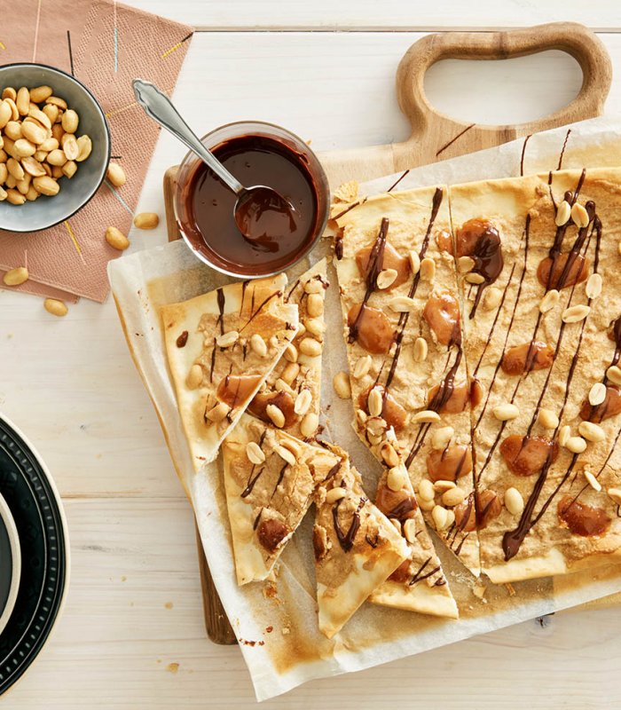 Flammkuchen salted caramel met pinda's - Tante Fanny verse flammkuchen