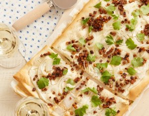 Recept: vegan Elzasser Flammkuchen met tofu