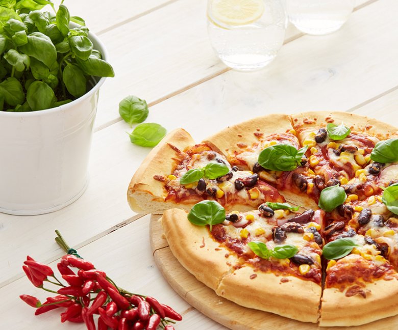 Recept - pizza Tex Mex - vers pizzadeeg -Tante Fanny