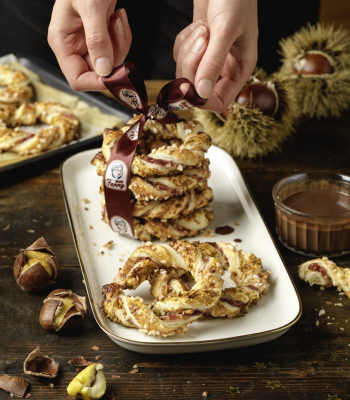 Kastanje kransjes met chocolade