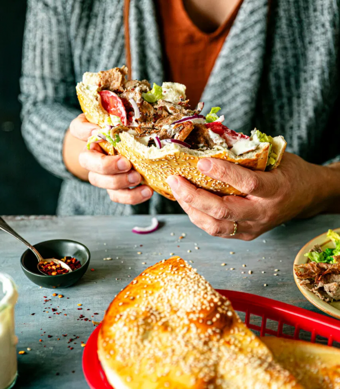 zelfgemaakte doner broodjes